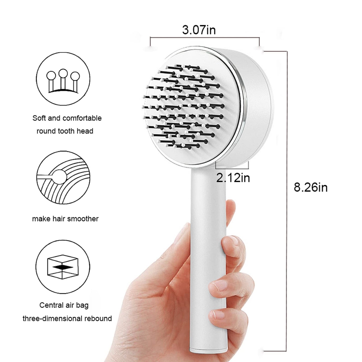 One Key Self Cleaning Hair Brush hair removal exfoliating tool
