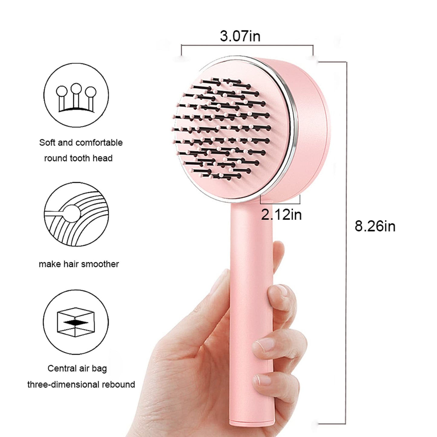 One Key Self Cleaning Hair Brush hair removal exfoliating tool