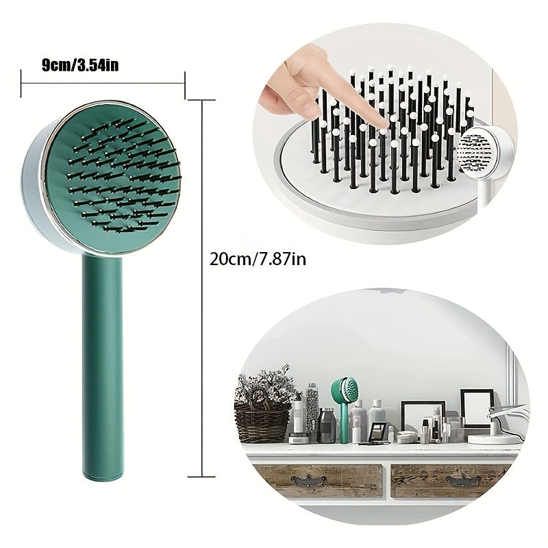 One Key Self Cleaning Hair Brush hair removal exfoliating tool