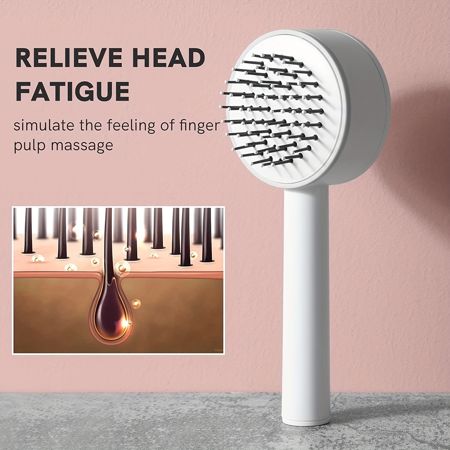 One Key Self Cleaning Hair Brush hair removal exfoliating tool