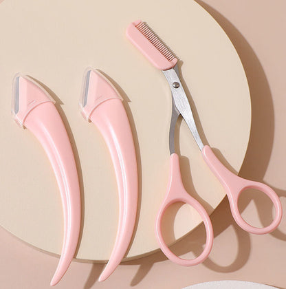 Eyebrow Trimming Knife Comb Curved Moon hair removal exfoliating tool