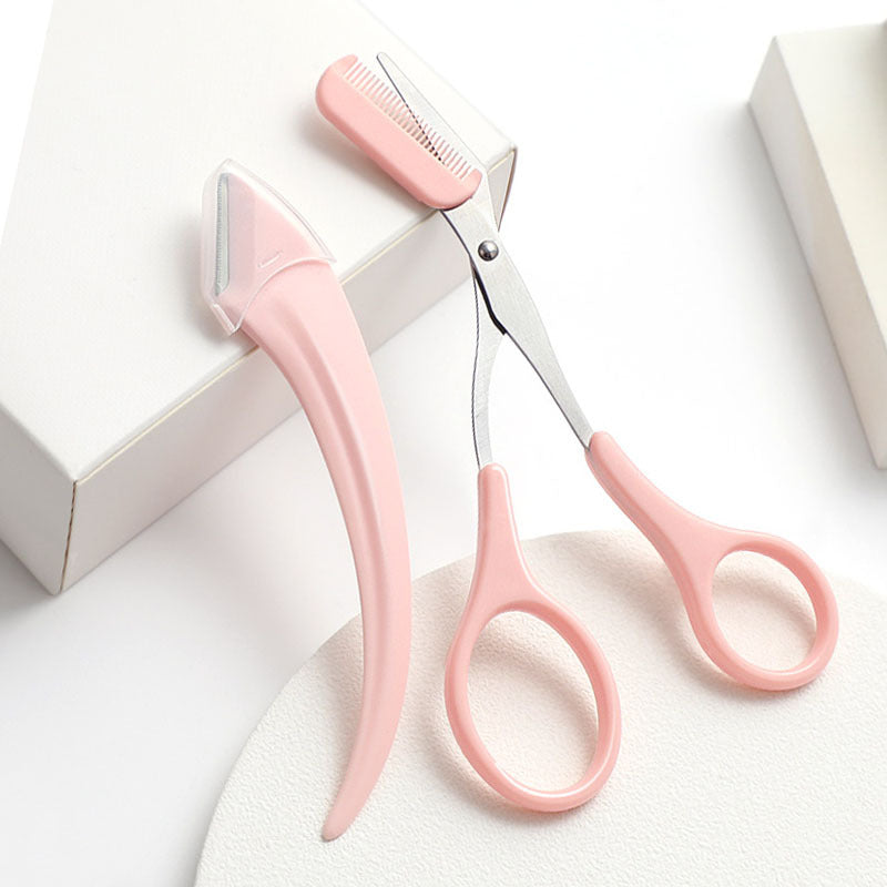 Eyebrow Trimming Knife Comb Curved Moon hair removal exfoliating tool