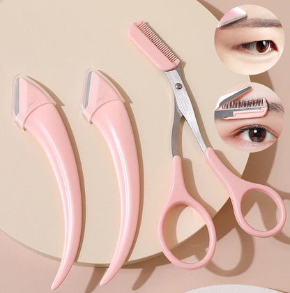 Eyebrow Trimming Knife Comb Curved Moon hair removal exfoliating tool