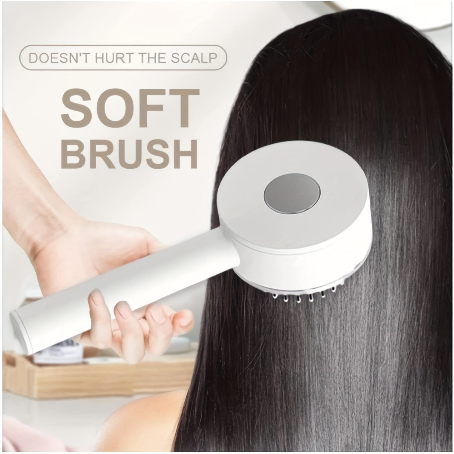 One Key Self Cleaning Hair Brush hair removal exfoliating tool